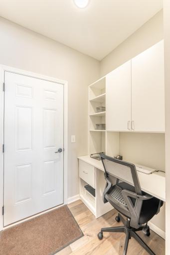 Homeowner installed custom desk. Perfect for home office or to keep your life organized.