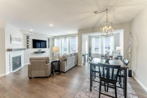 Open floor plan. Living room and dining room open to sunroom.