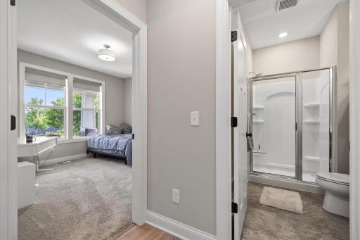 Additional bedroom and 3/4 bath on the main level offer great flexibility for guests, office space, or more