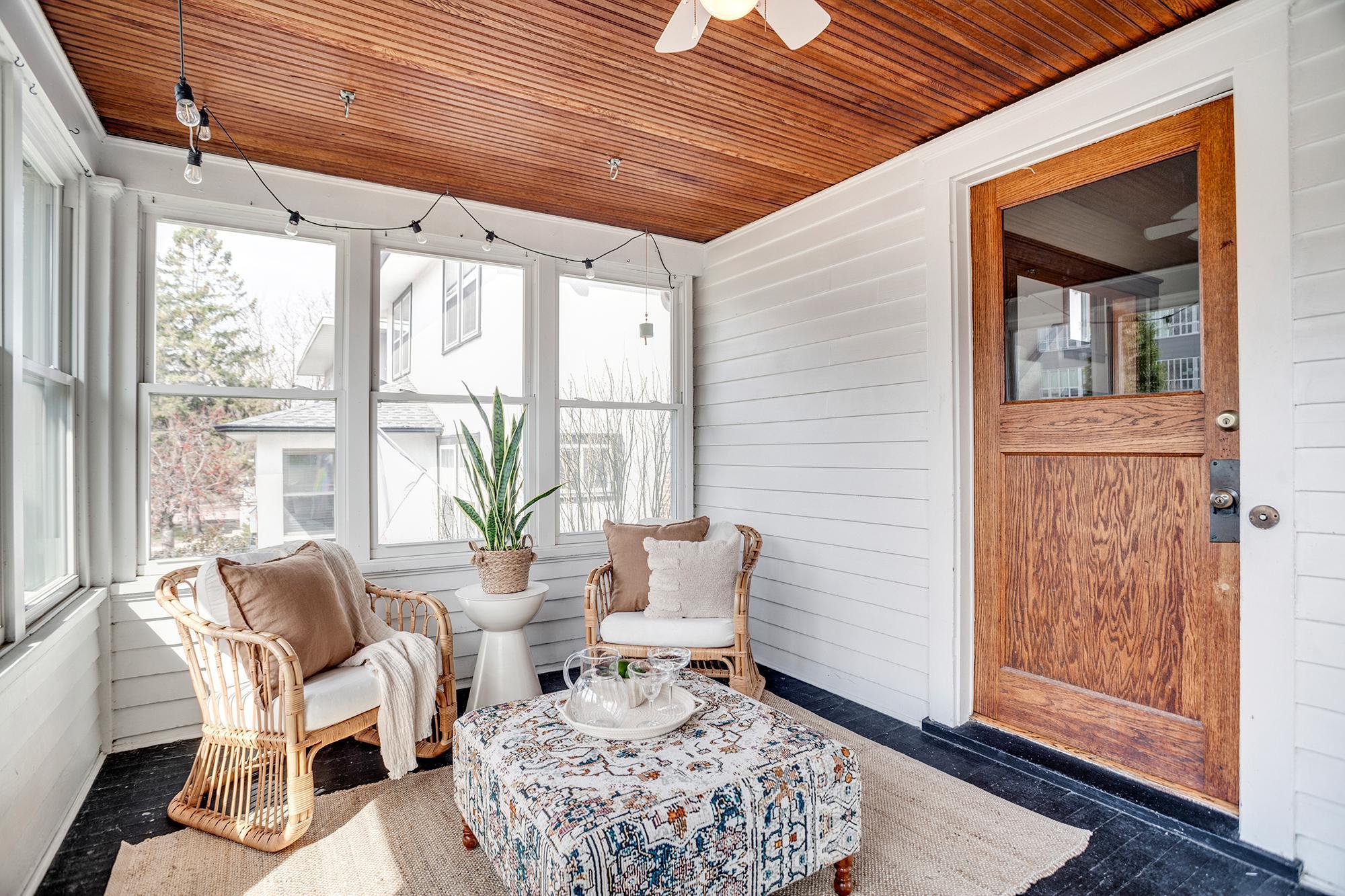 Enjoy morning coffee on the welcoming front porch overlooking Fairmount Avenue