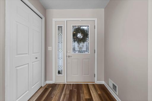 Step into the front foyer, complete with a closet for convenient coat and shoe storage