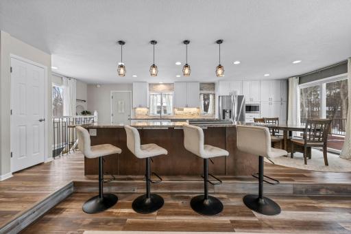 Spacious kitchen with a large island and dining area for plenty of seating