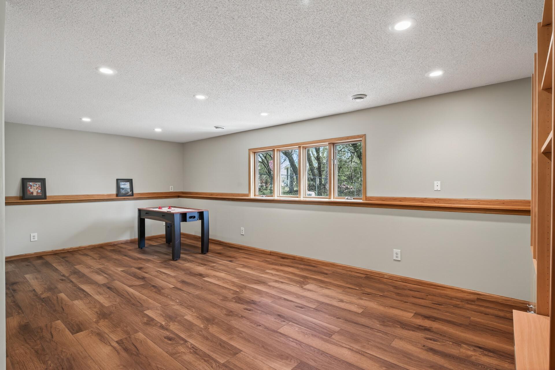 Lower level family room with plenty of light