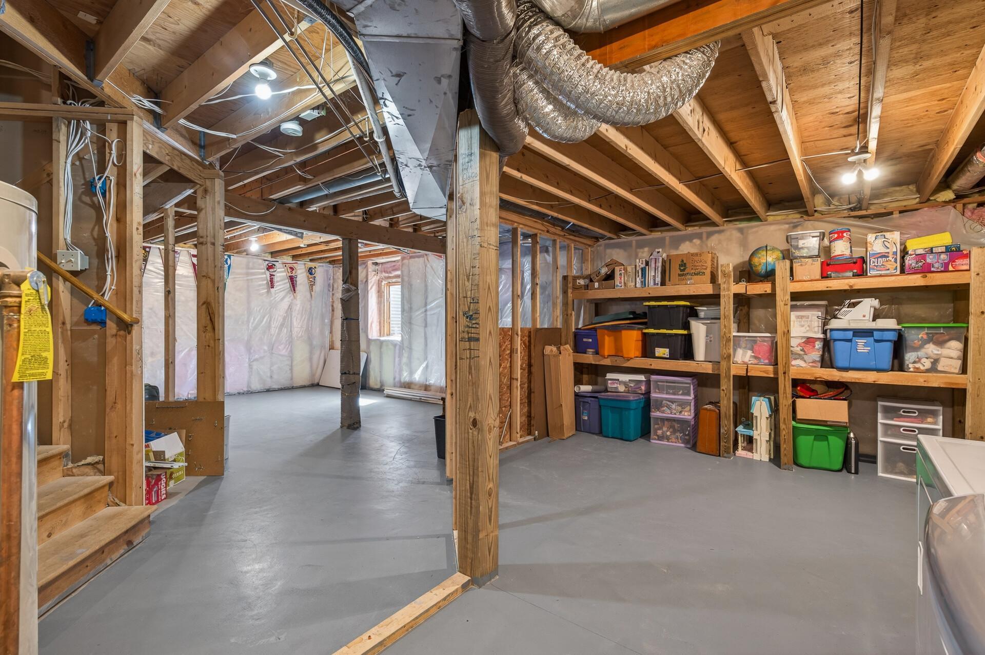 Lowest level unfinished space with egress