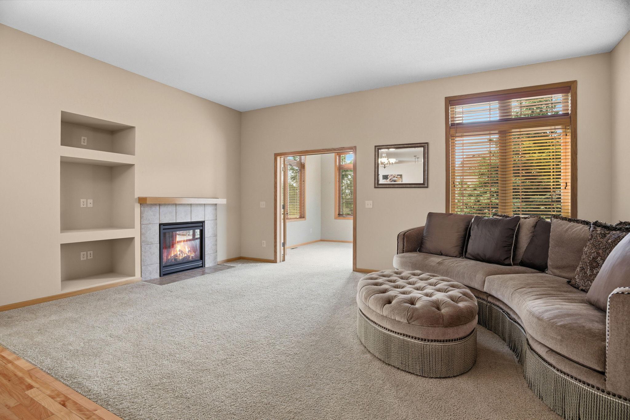 Family Room Features Gas Fireplace