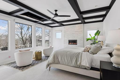 Breathtaking Primary suite with coffered ceilings