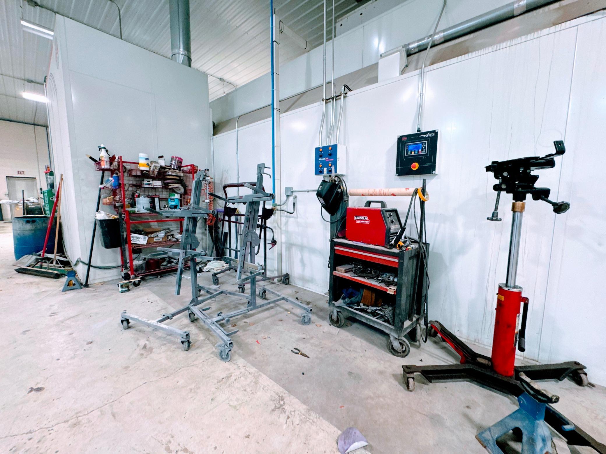 side view of paint booth.