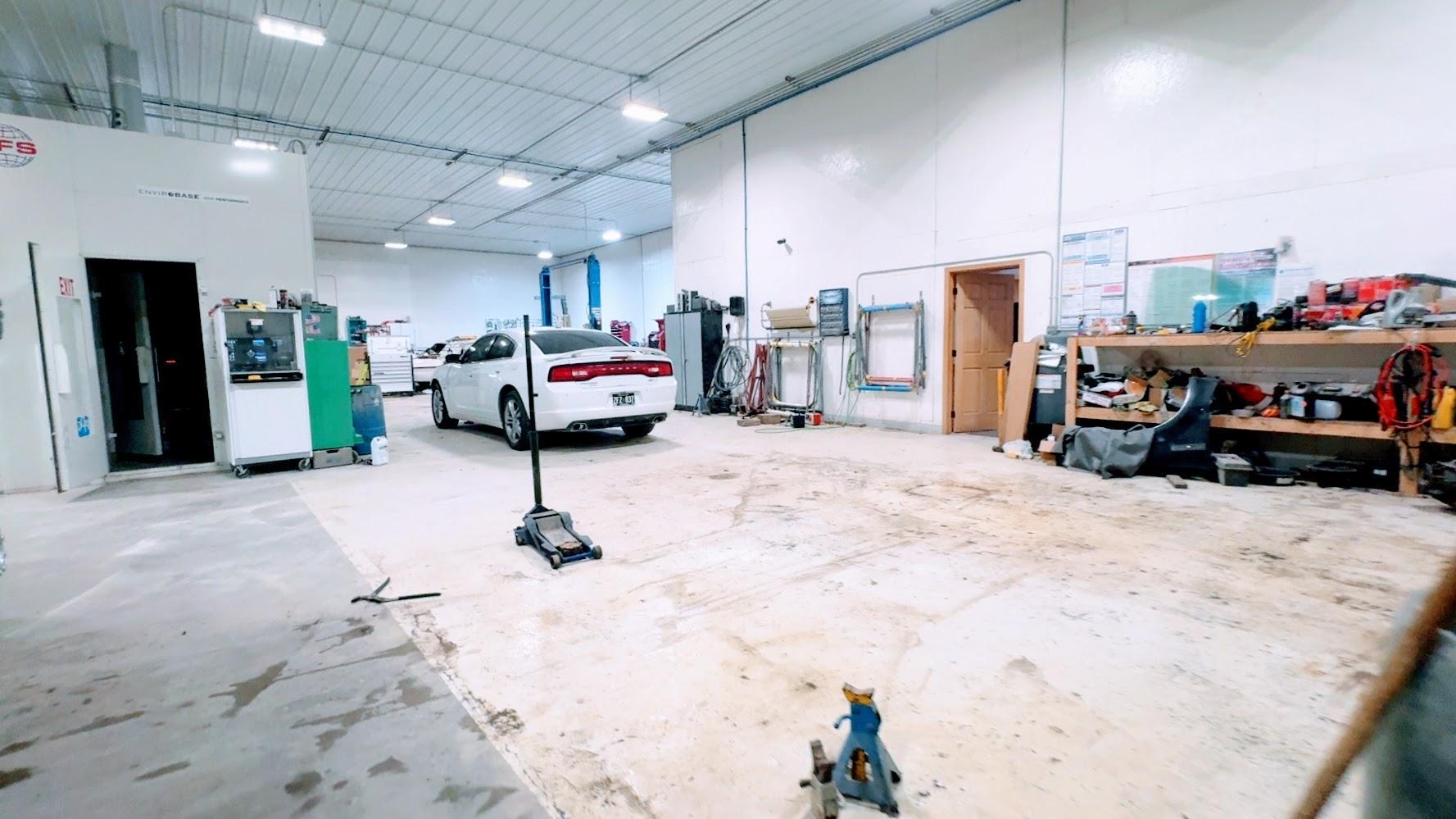 Shop toward paint booth, office on right side3.