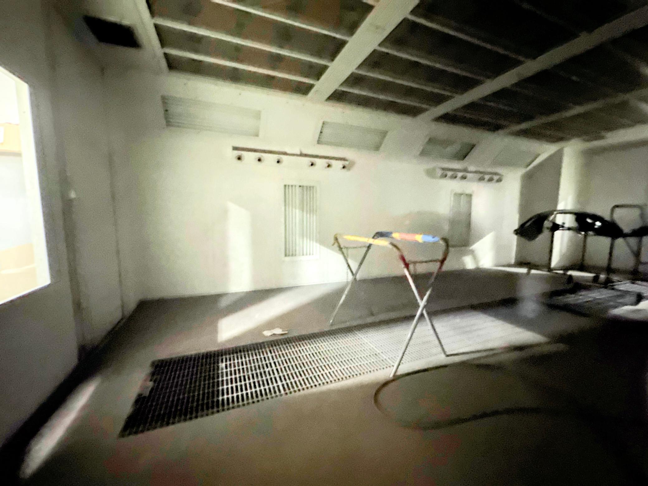 Paint booth insde.