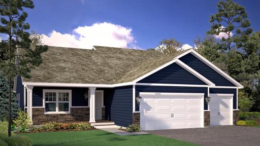 7032 Mackenzie Ct NE features the sought after American Classic elevation with covered front porch - perfect for watching the Otsego Sunsets. *Picture is a market rendering; actual colors will vary.