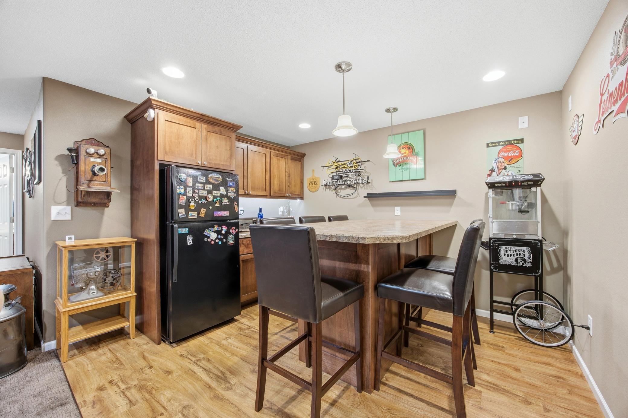 Basement dry bar. Lots of counter space