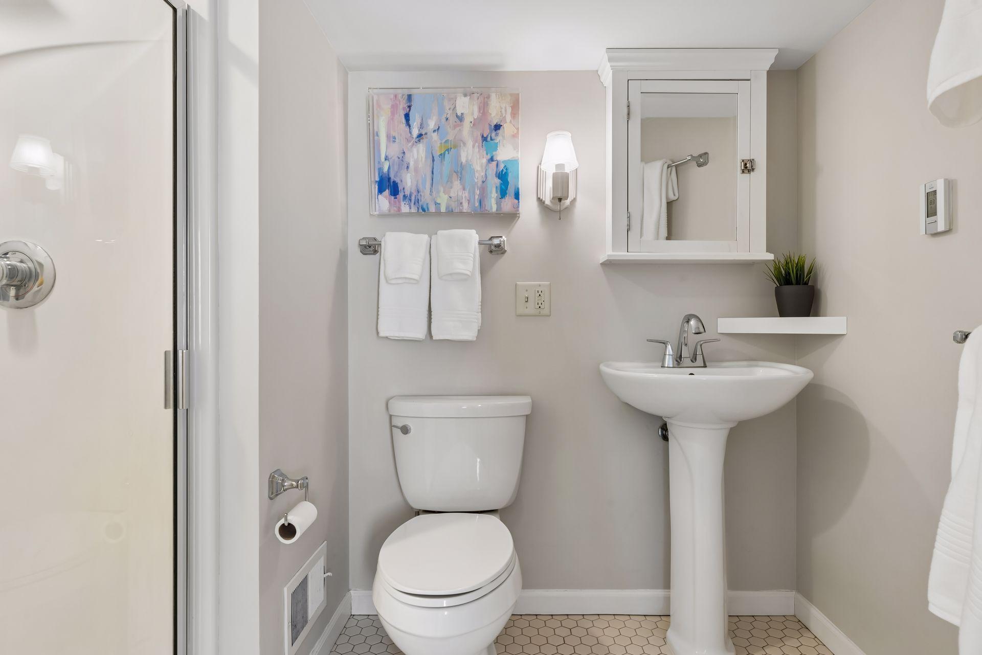 Bathroom in the lower level complete with shower