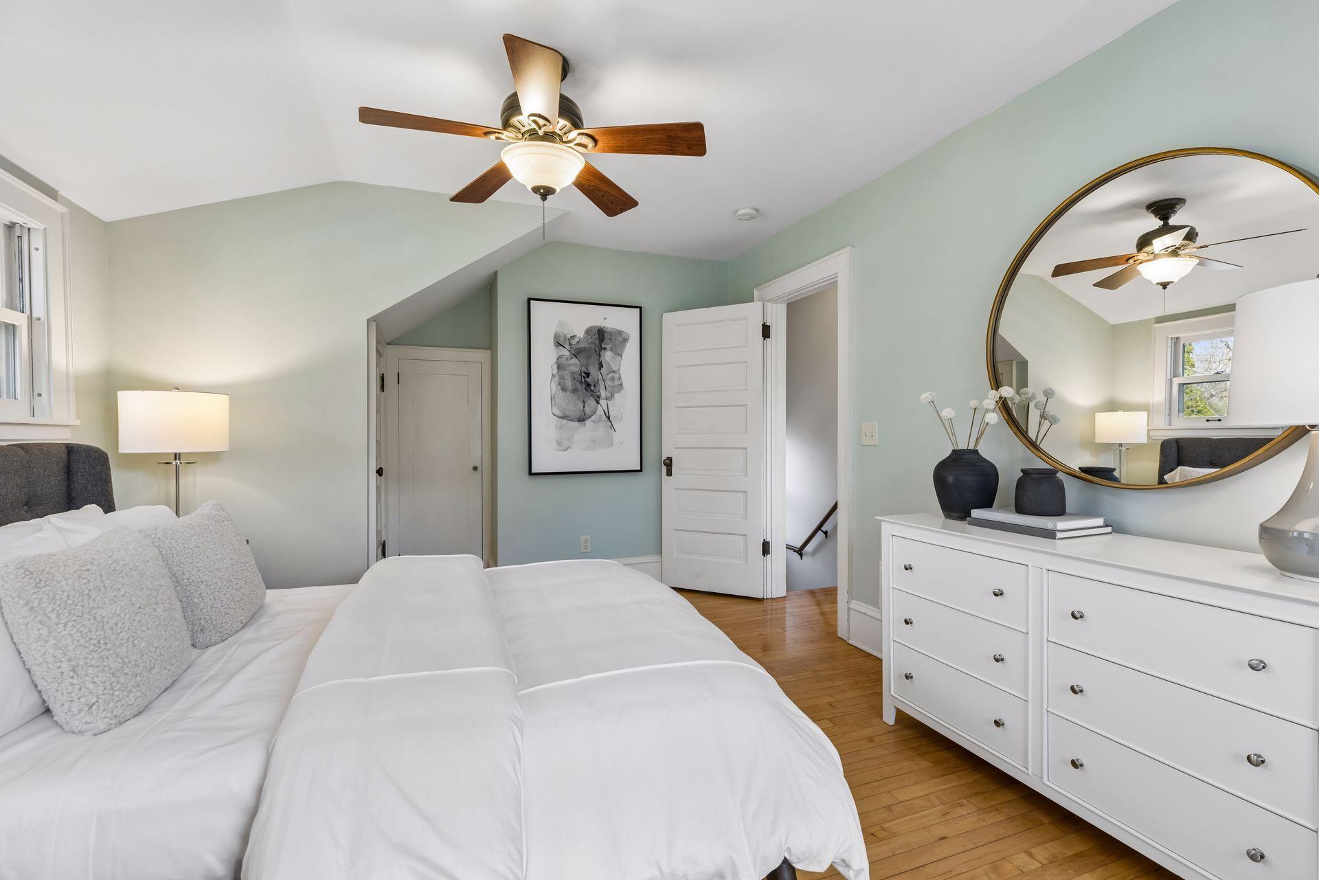 Primary bedroom at top of stairs