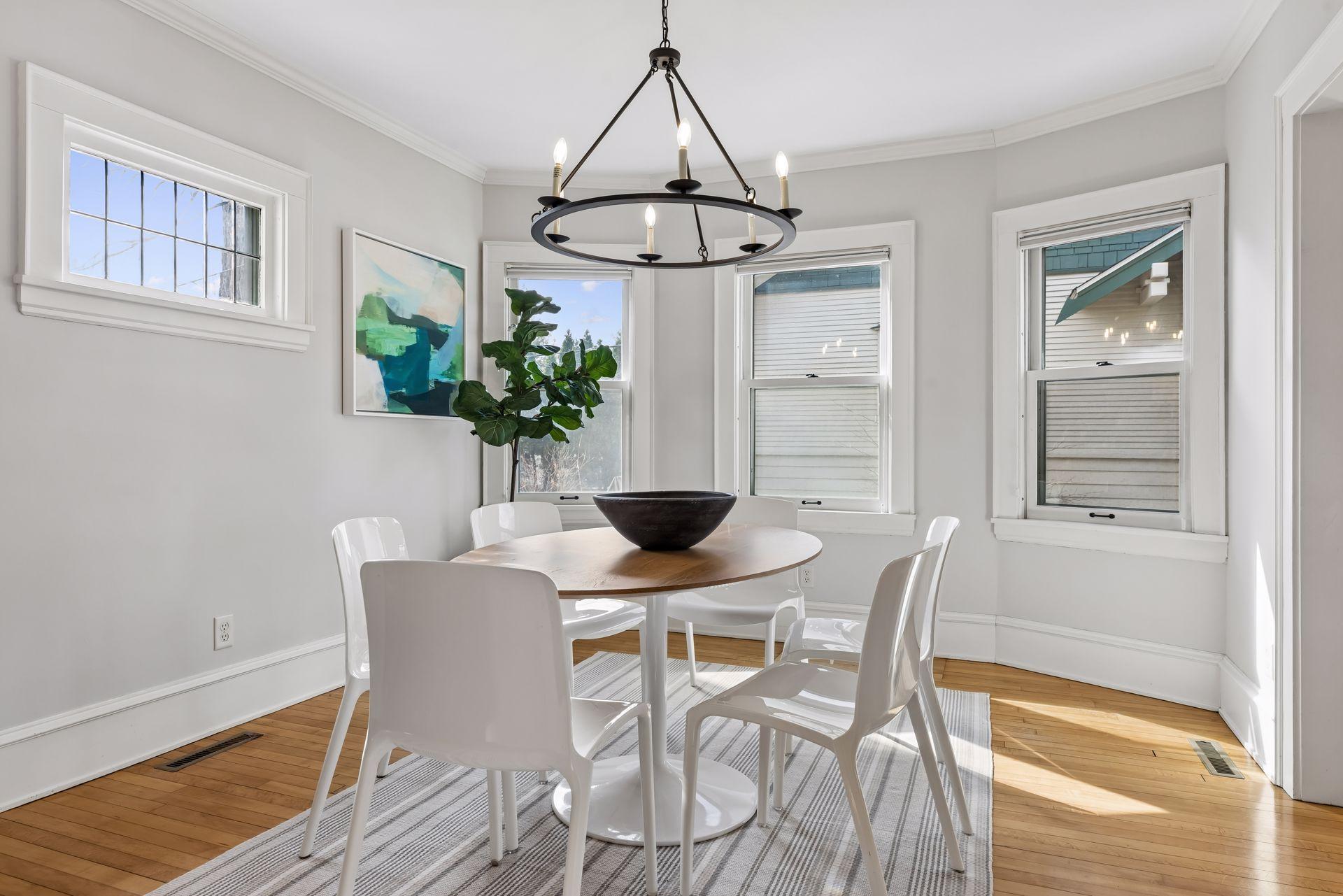 Dining room windows let in tons of natural light
