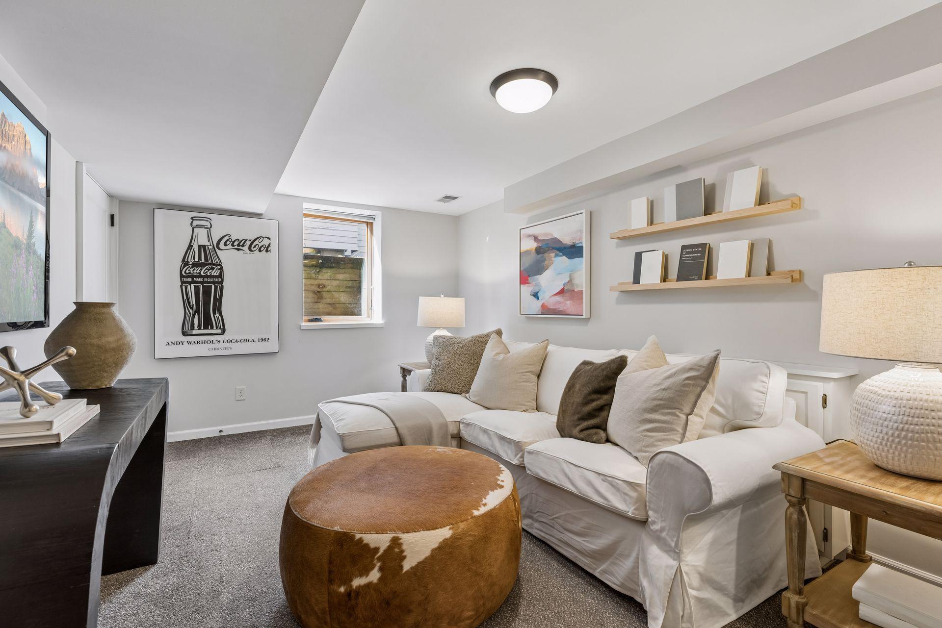 Lower level family room is the perfect relaxation spot