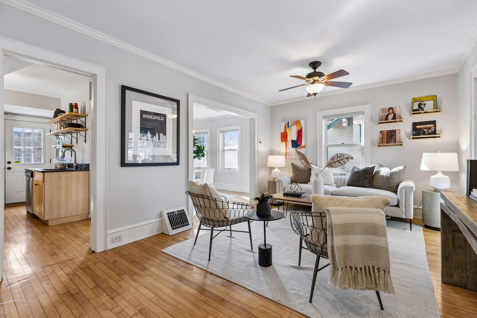 Looking toward the living room upon entering the home