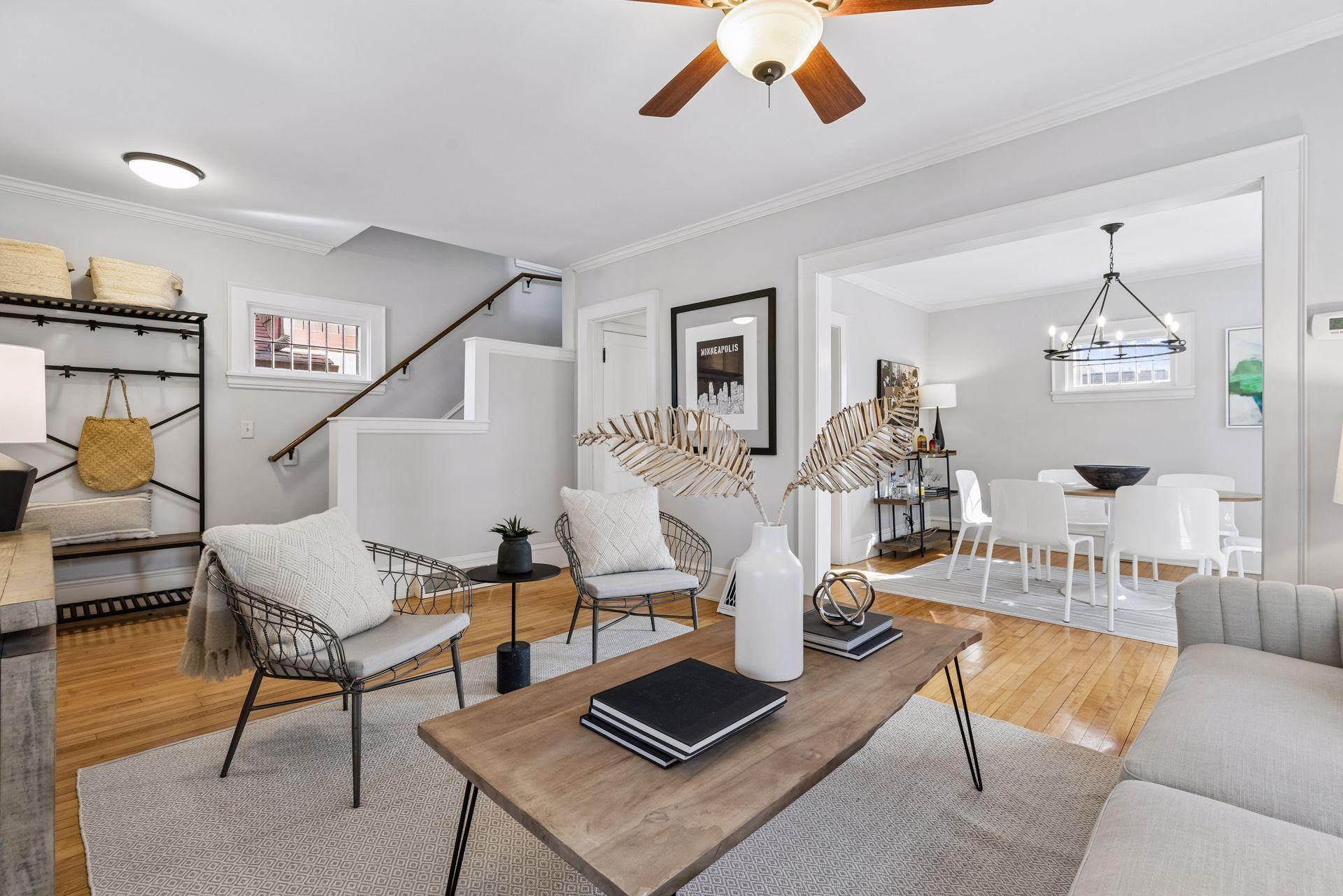 Peeking into the dining room from the living room