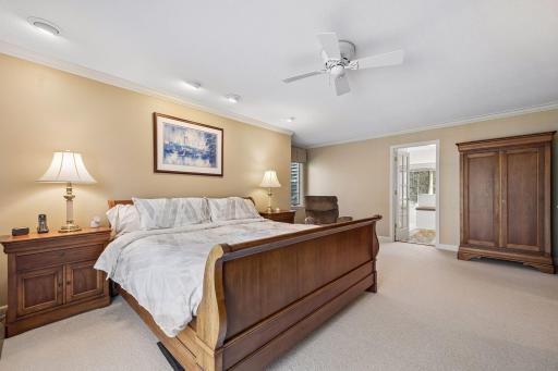 Ceiling Fan and recessed lighting in the Primary Suite