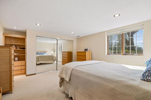 LL Bedroom has a huge organized closet and built-in drawers and shelves!