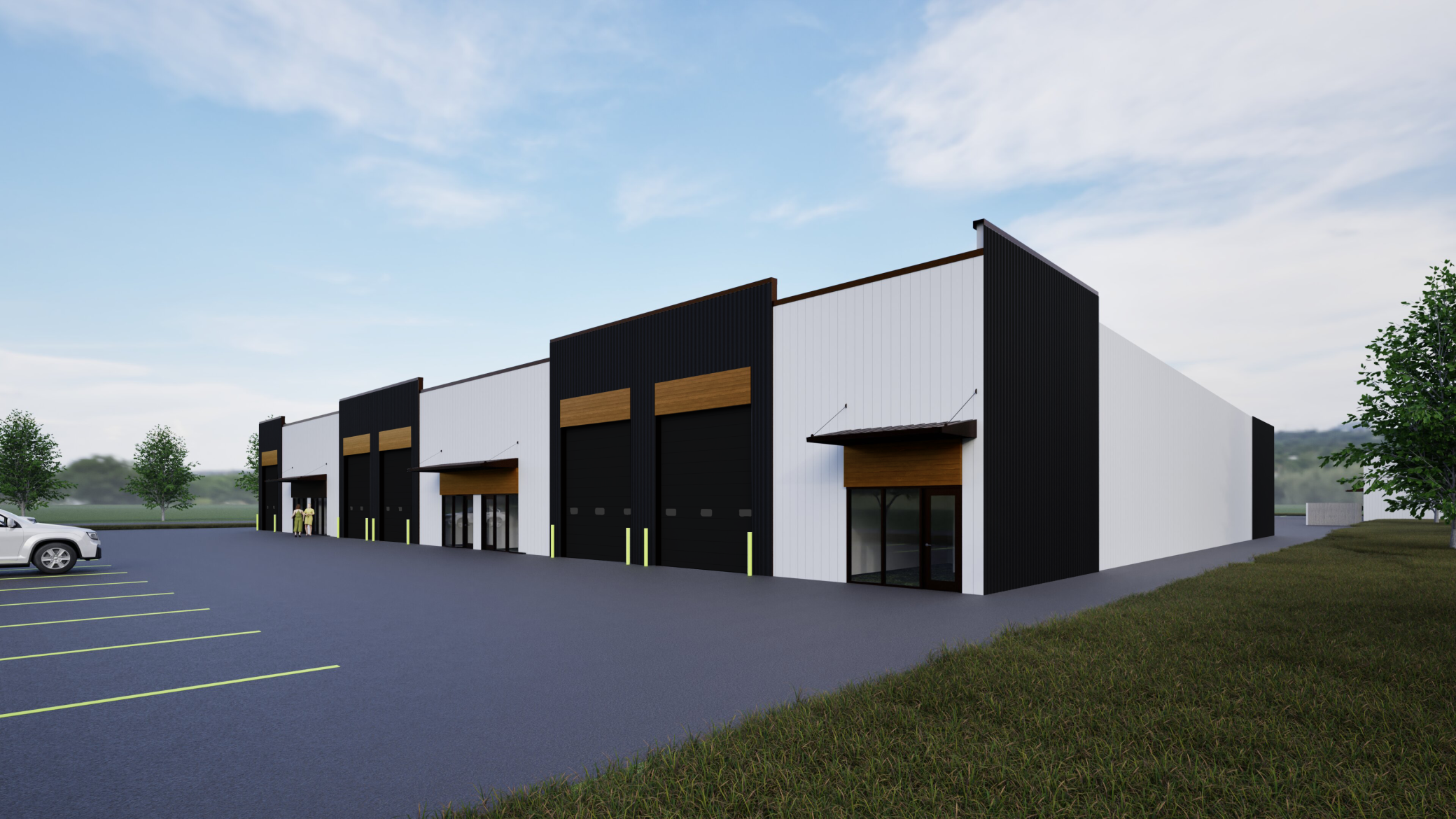 Aluminum retail entrance to each unit