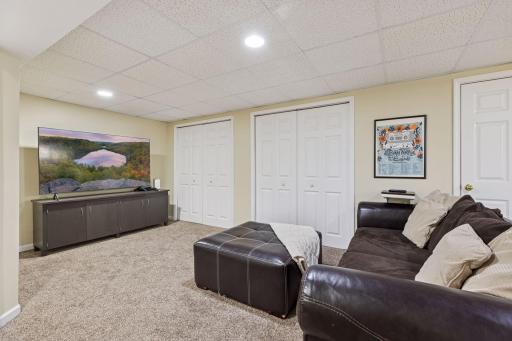 Multi-functional space allows for a media room...