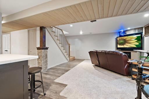 The lower level is spacious and finished.