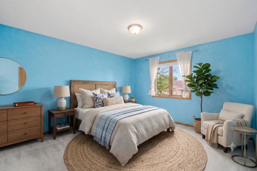 This photo of the master bedroom has been virtually edited