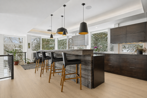 Floors modified with AI to re-imagine the space with white oak floors