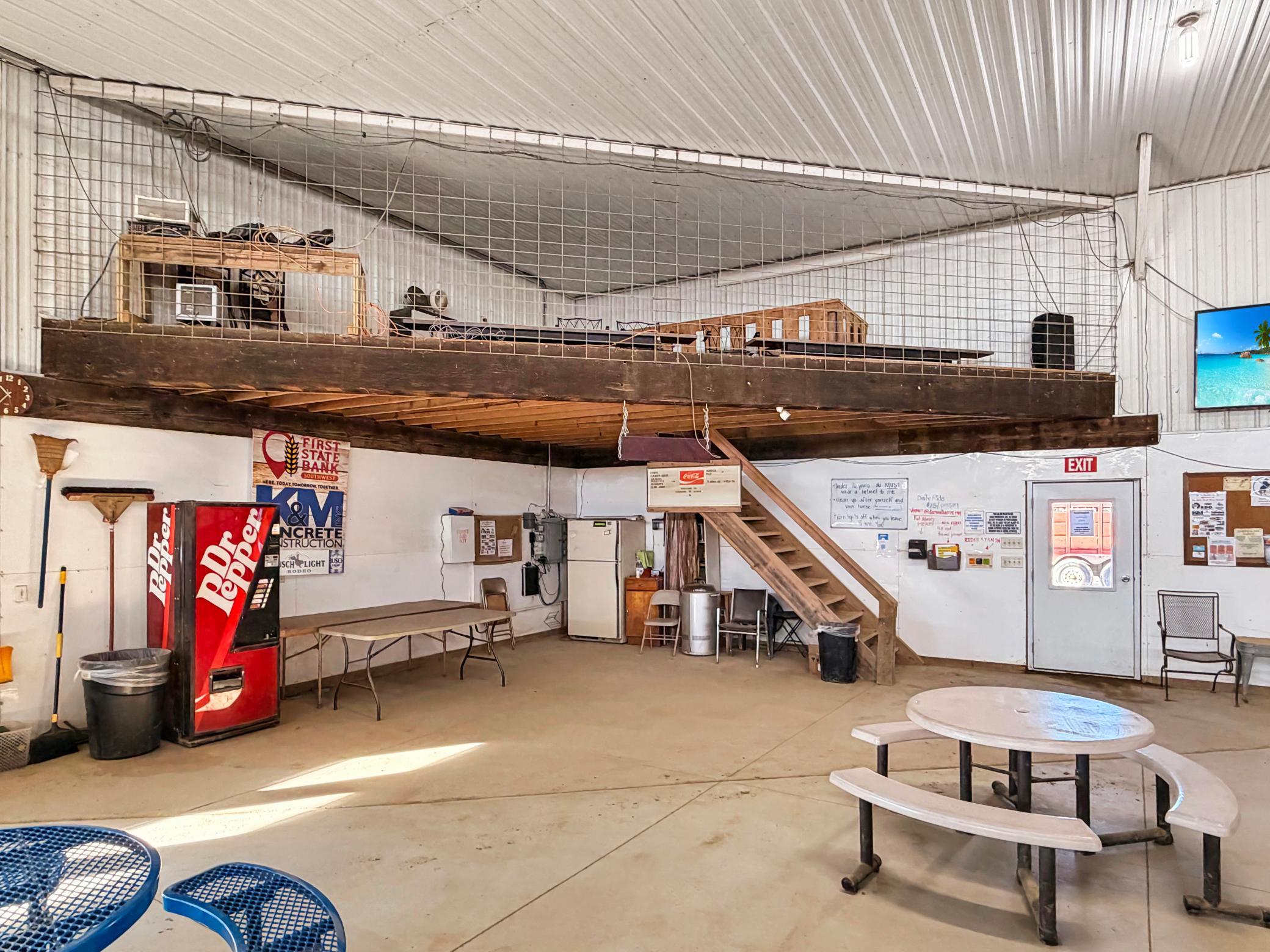 Upper mezzanine for viewing or storage
