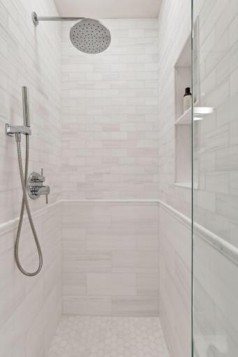 Imported tile from Italy in this renovated guest bath