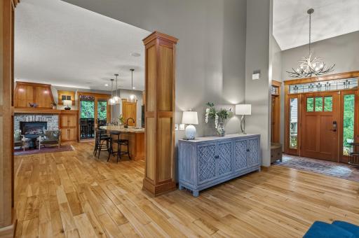 Warm wood floors and custom elements throughout