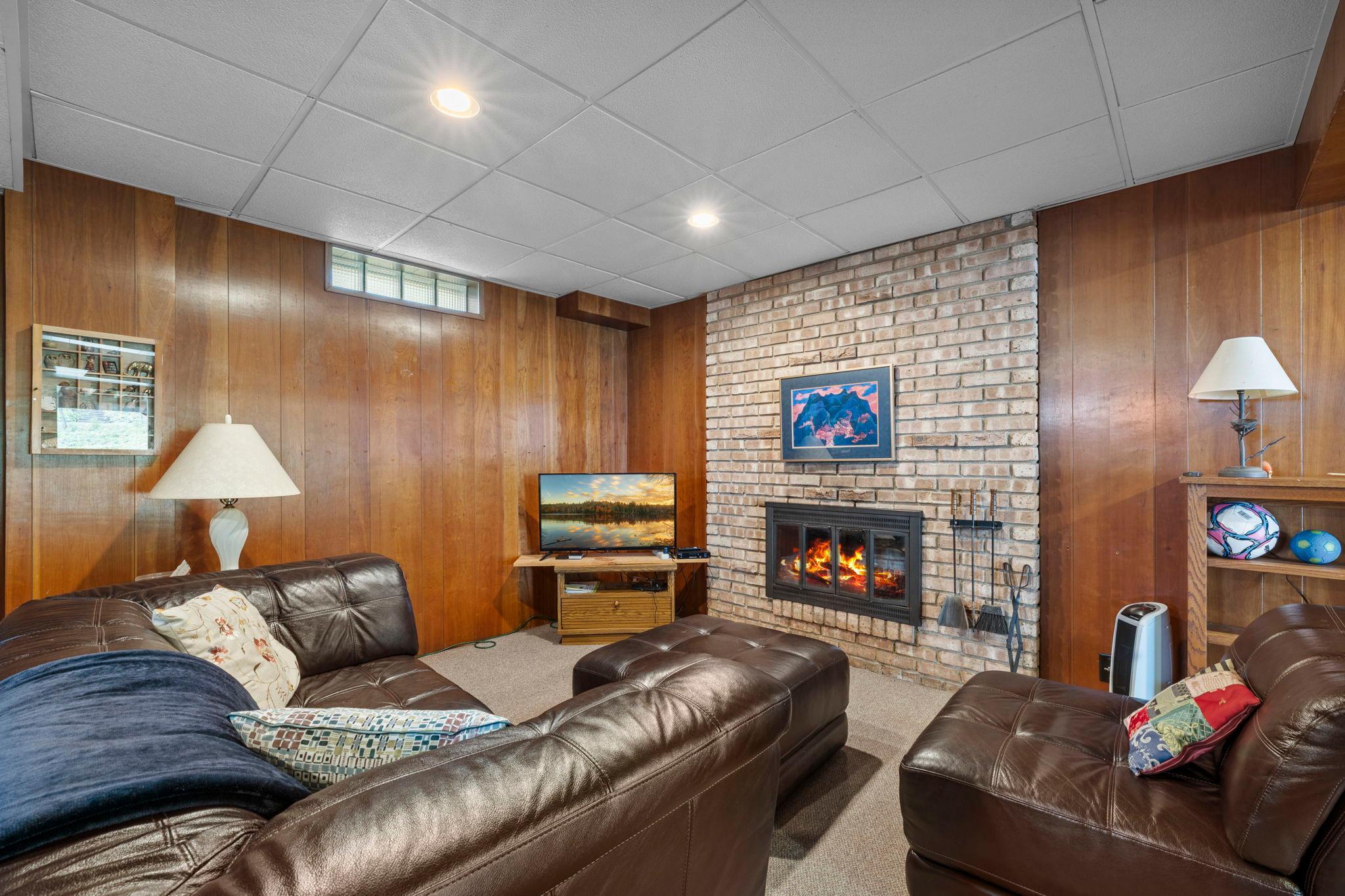 Lovely wood burning fireplace