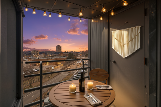 Virtual staged balcony including rope lights