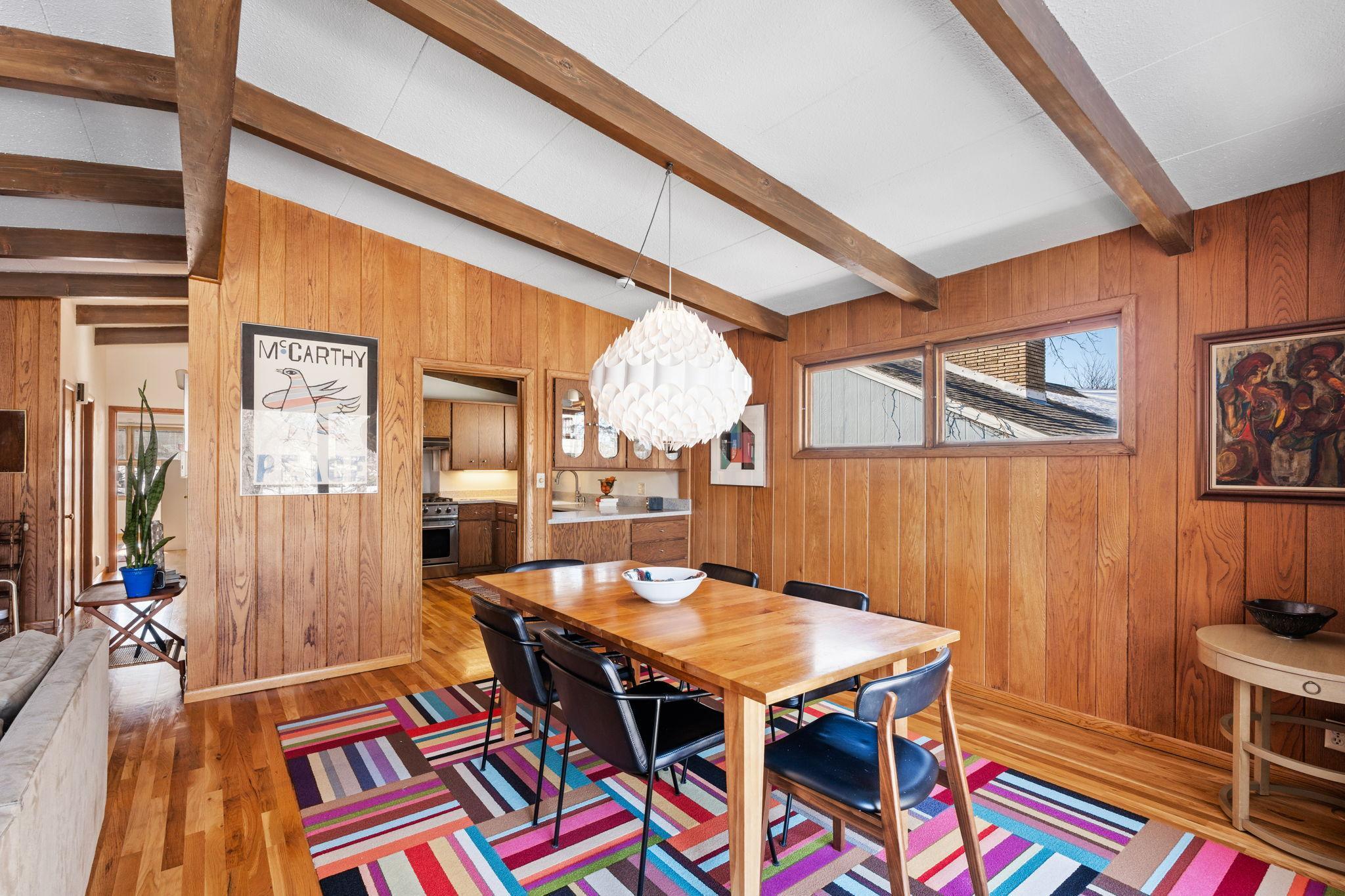 Despite an open concept, the dining area is well defined.