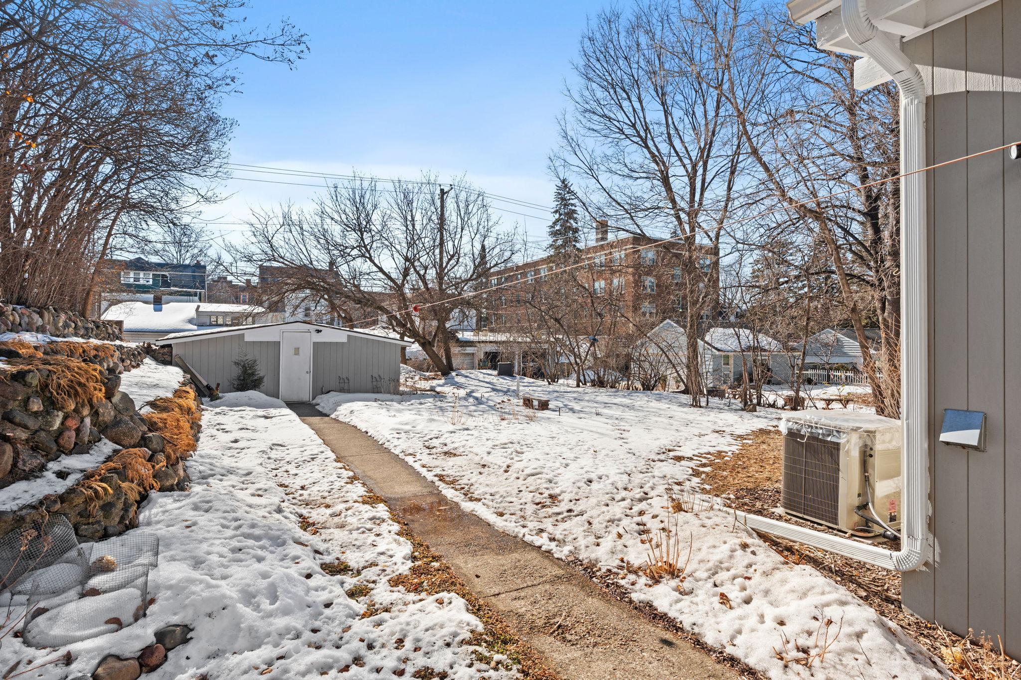 The rear yard is a large, private oasis.
