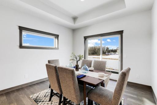 Dining room with patio door leading to a future deck