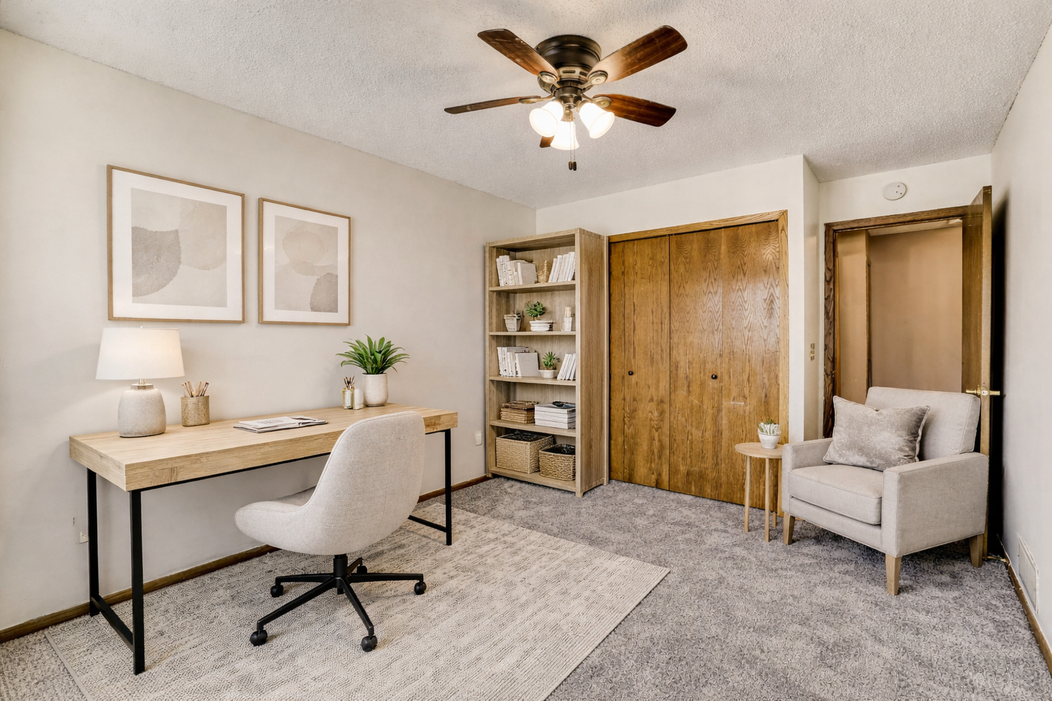 Second Bedroom Virtually Staged As An Office -Please Excuse The Chair/Table In Front Of The Door! But You Get The Idea!!