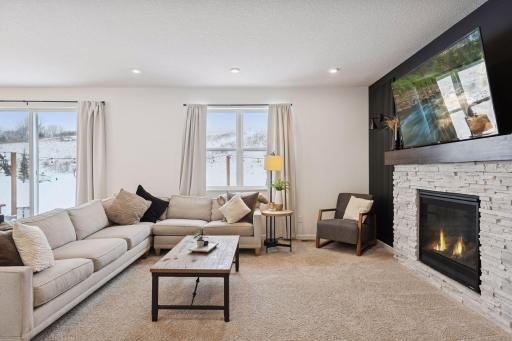 Large living room space overlooking private back yard.