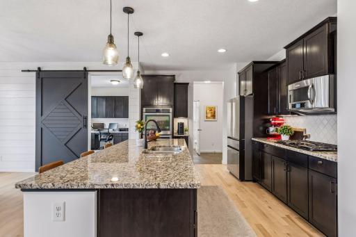 Large center island with seating that makes everyday living and gathering easy.