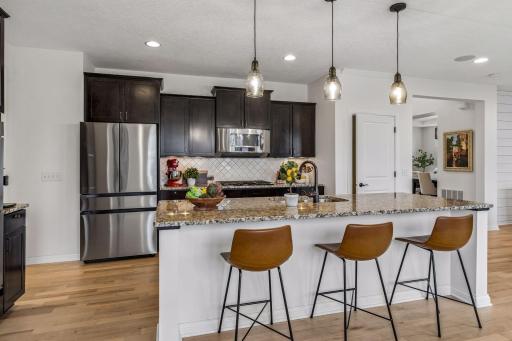 Generous counter space designed for both prep and everyday use.