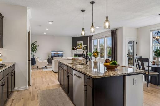 Stay connected to the living space—watch TV or the fireplace while at the sink.