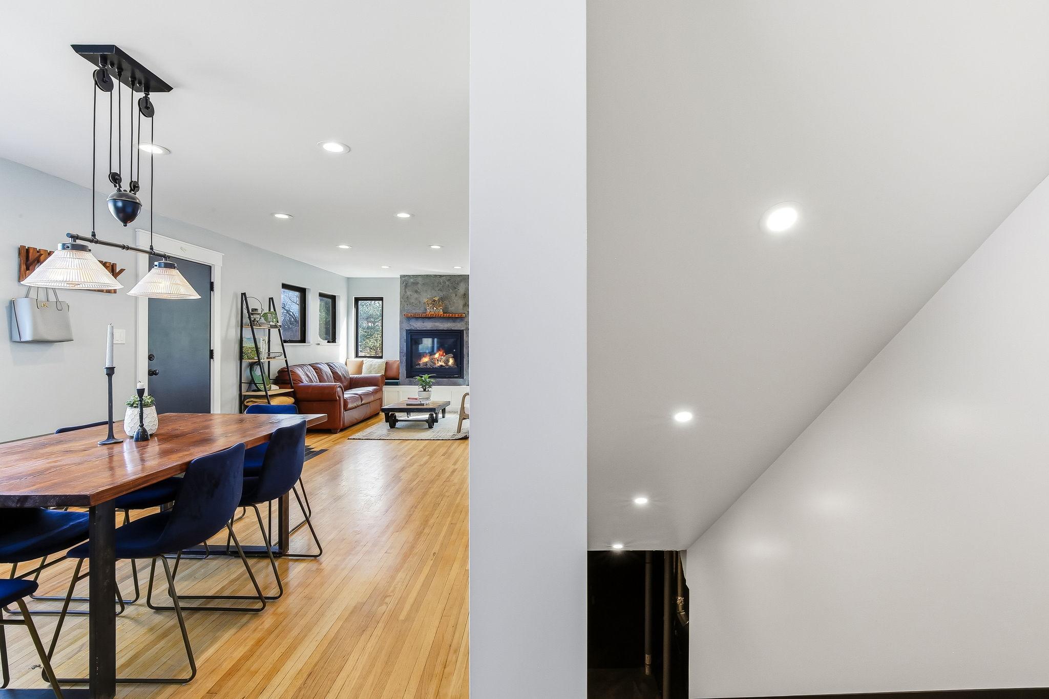 Modern recessed lighting throughout the home adds a sleek, clean look and brightens every space.