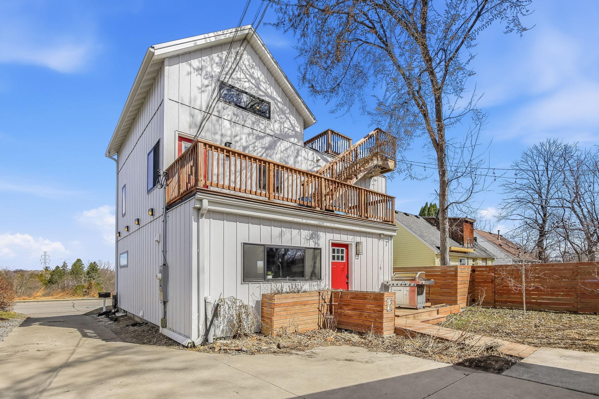Durable metal siding and roof for low maintenance and modern style.