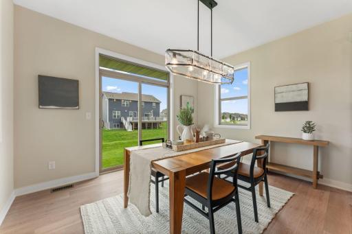 Sliding door with transom above.