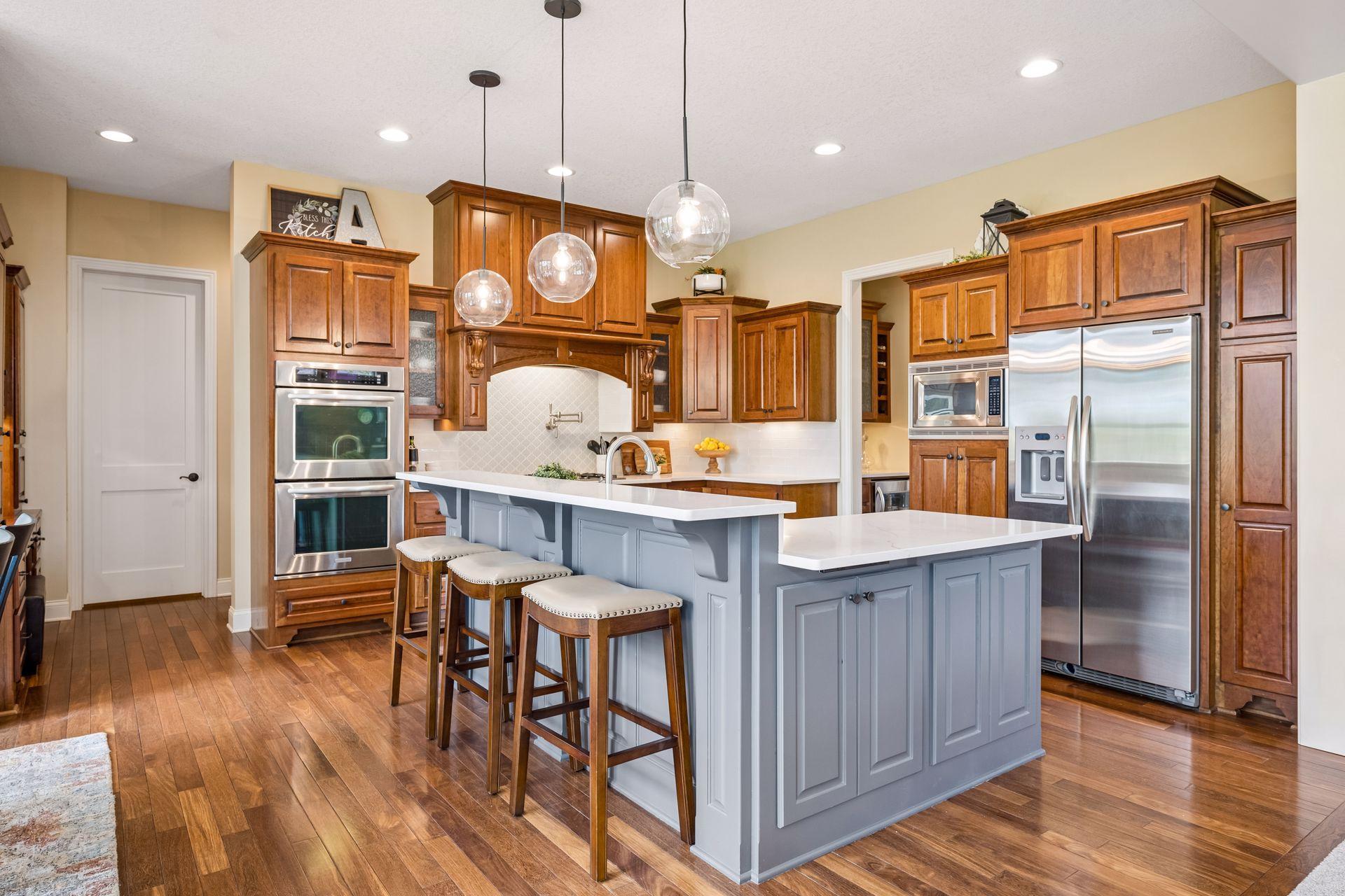 Gourmet kitchen with custom cabinetry