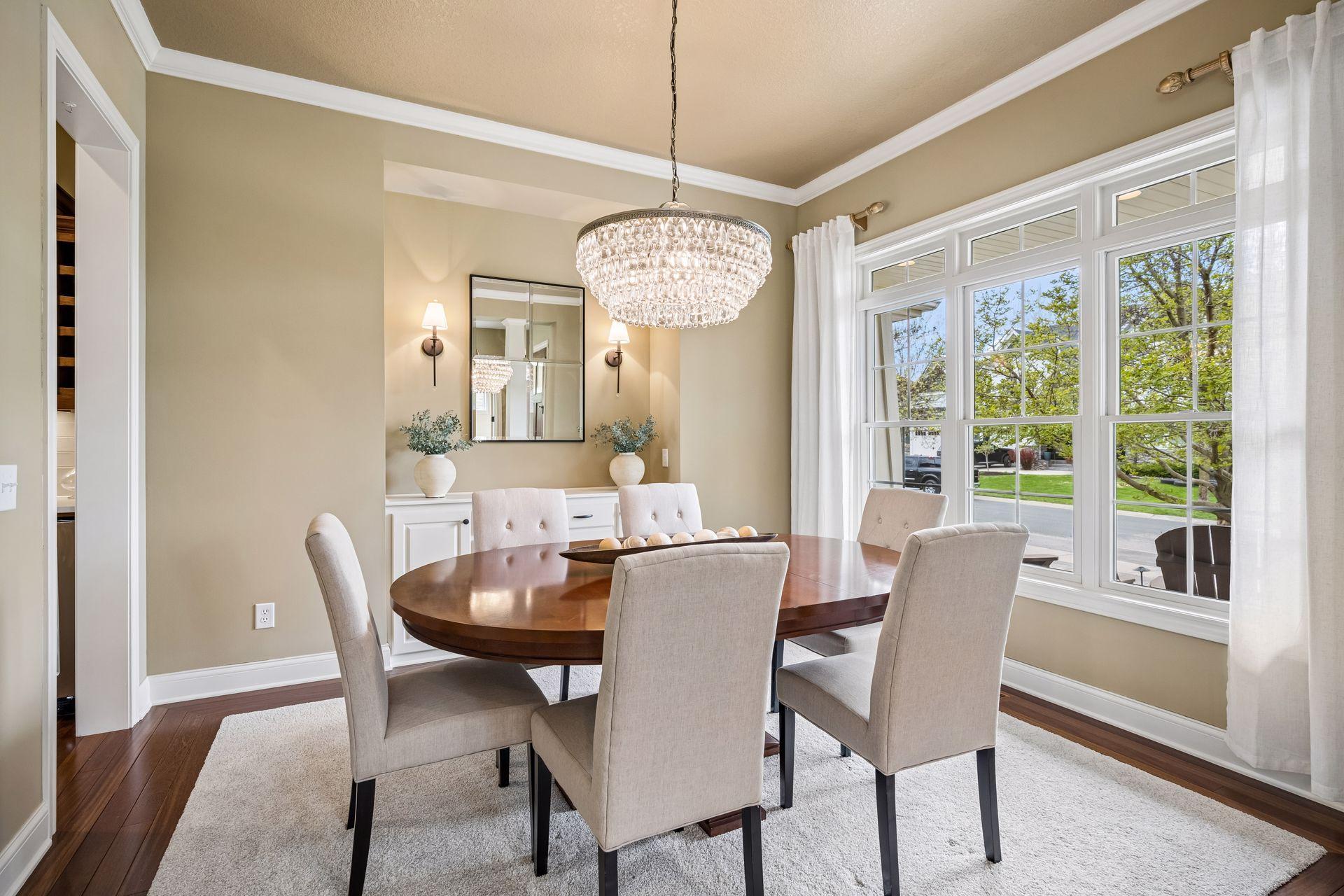 Formal dining area with built-in hutch