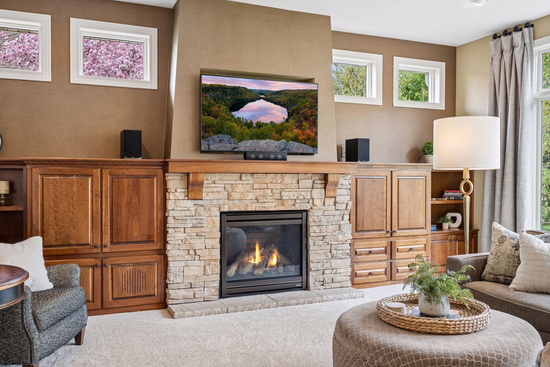 Cozy fireplace with built-ins
