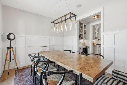 Formal dining room with separate serving area makes hosting dinners easy!