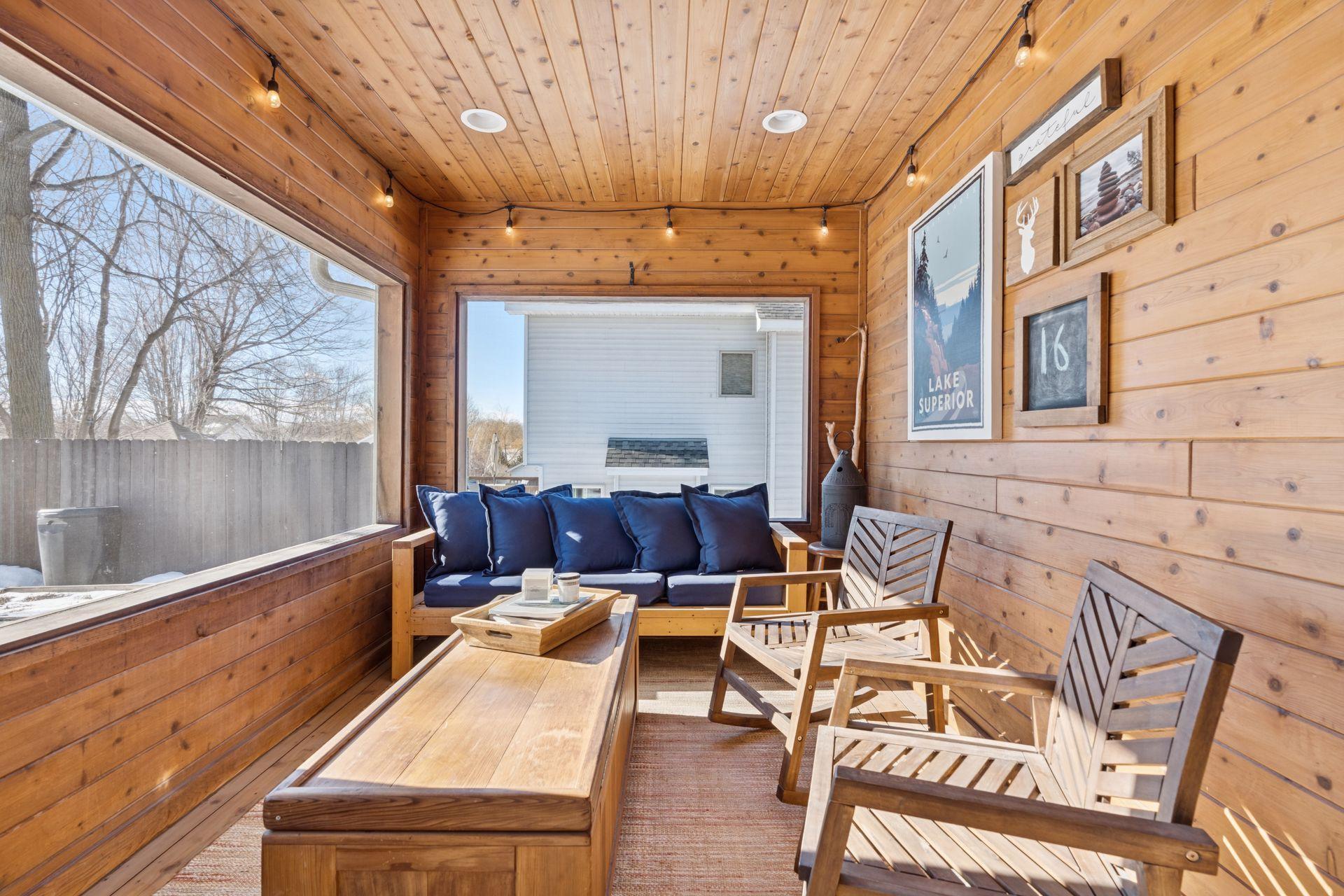 Great cedar lined porch to enjoy bug free summer nights.