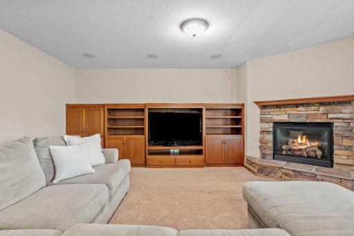Gas fireplace , speaker system and built-ins for toys, games or movies